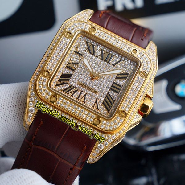 TWF V12 WGSA0029 WGSA0027 Gypsophila Diamonds Dial Japonya Miyota 8215 Otomatik Erkek İzle Buzlu Dış Elmas Kuş Kılıf Deri Saatler