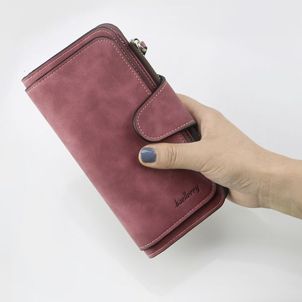 

leather women wallets coin pocket hasp card holder money bags casual long ladies clutch phone wallet women purse w195, Red;black