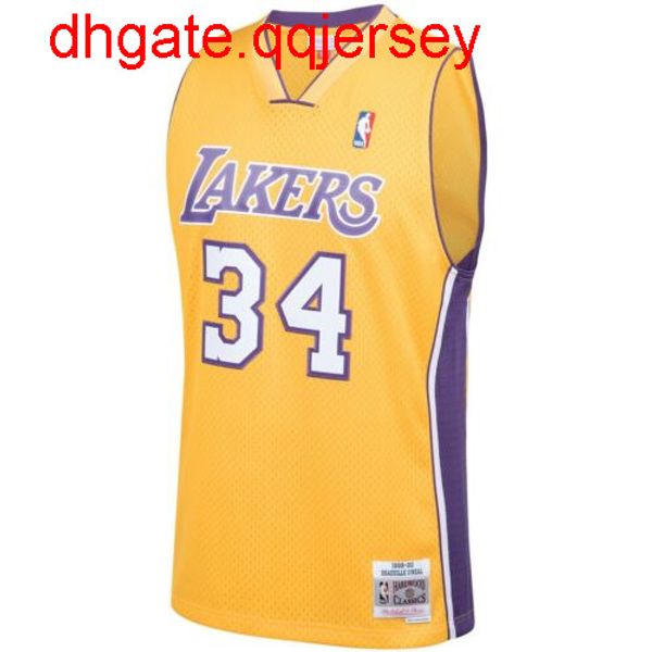

shaquille o'neal mitchell ness gold 1999-00 jersey throwbacks vest stitched basketball jerseys, Gray