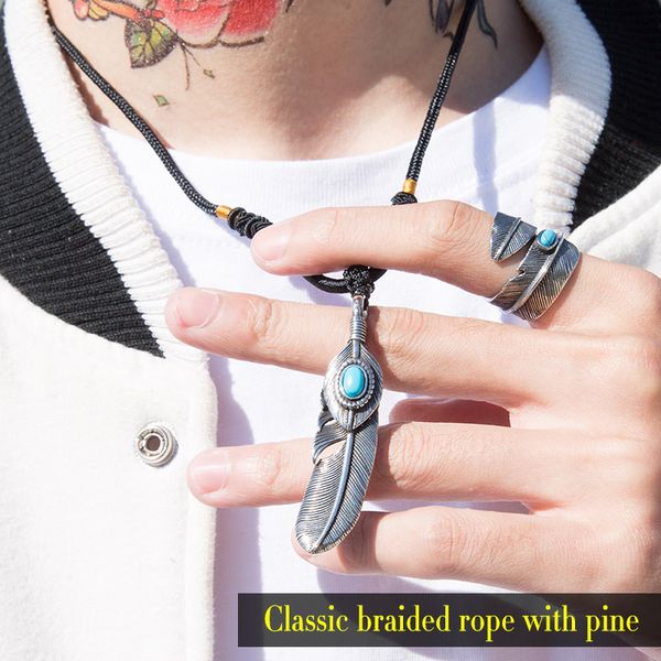 

steel soldier new arrival punk feather blue man pendant necklace stainless steel fashion jewelry, Silver