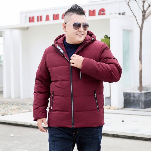 

new man warm down jacket down jacket men's short fat fashion extra large size plus fat plus trendy hooded warm coat, Black