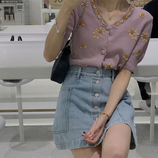 

2020 new online red vertical-breasted design a a- denim skirt - line dress pants washed high waist denim skirt women's clothing, Black