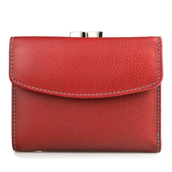 

short genuine leather women slim wallet lady mini card holder coin pocket purses female small wallets girls money bag, Red;black
