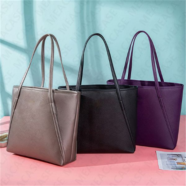 

ks designer women pu leather tote shoulder bag large capacity bag for lady fashion shopping travel party bags casual handbags d7306, Black