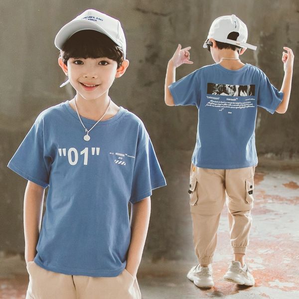 

children t-shirt boy's with children's t-shirt clothes clothes short sleeves summer 2020 new children half-kids boy top, Blue