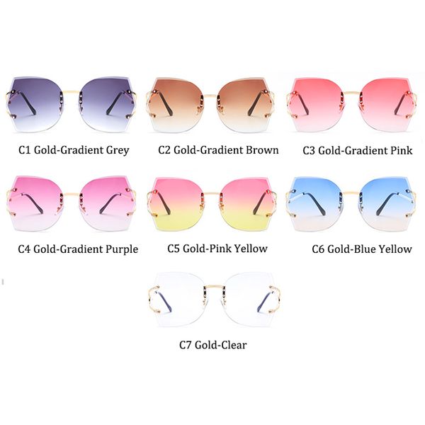 

2020 women's frameless irregular gradient sunglasses brand designer retro glasses oculos de sol uv400 a167, White;black