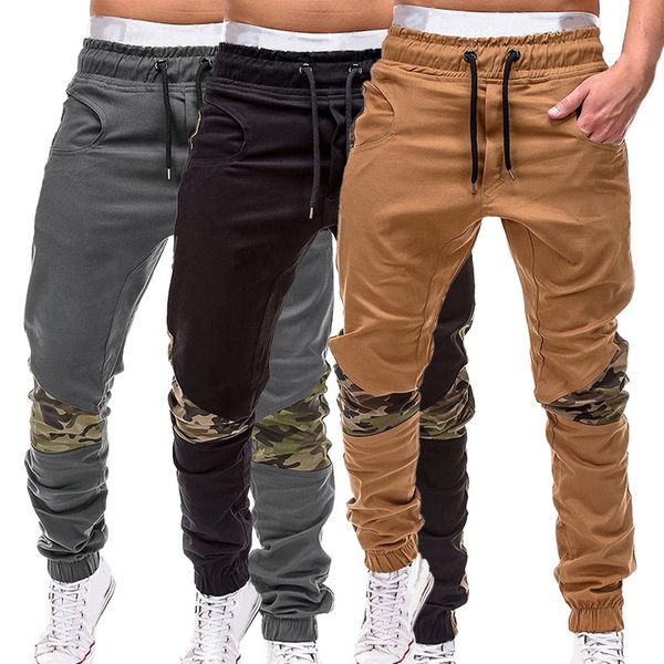 

nibesser 2020 new thin men camouflage casual pants patchwork sweatpants male cargo pants multi-pocket sportwear mens joggers, Black