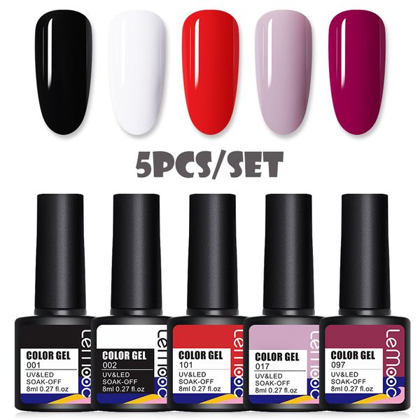 

nail gel lemooc uv polish set kits semi permanent soak off art varnishes for manicures base coat, Red;pink