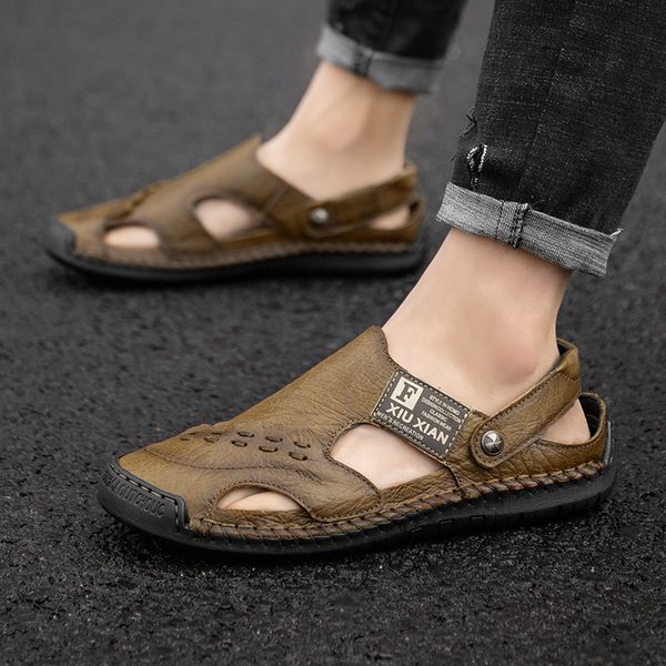 

2020 summer first layer casual sandals mans footwear sandalias men's sandals zapatos de hombre chaussure homme erkek ayakkabi, Black