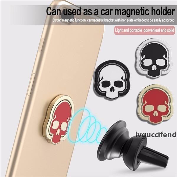 

2018 hallowe new universal 360 degree metal skull finger ring holder phone stand mount for iphone 8 samsung huawei with package
