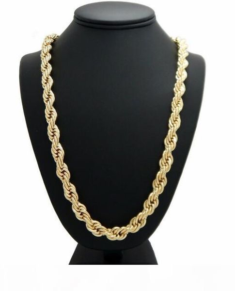 

hip hop rope chain necklace 14k gold plated 10mm 24" inch, Silver