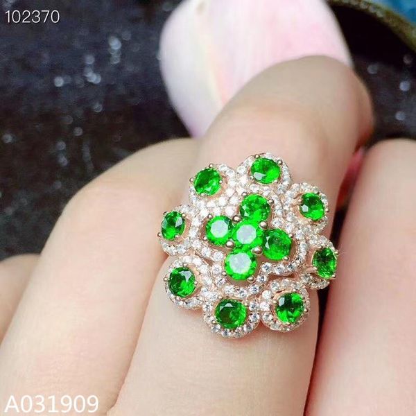 

kjjeaxcmy boutique jewelry 925 sterling silver inlaid natural diopside gemstone ring support detection classic