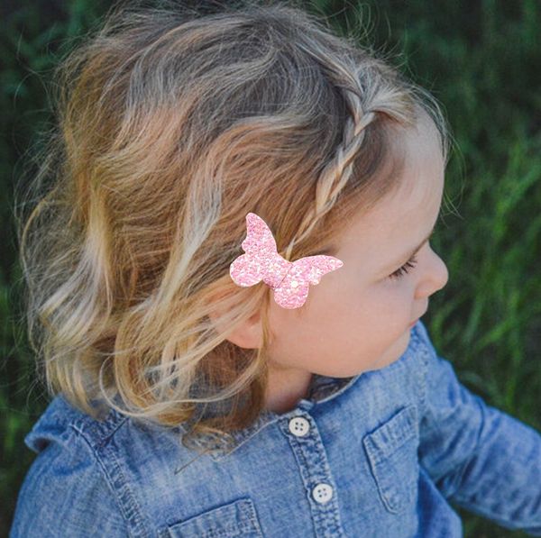 

boutique ins 15pairs fashion cute glitter butterfly snap clips solid animal hairpins princess headwear hair accessories, Slivery;white