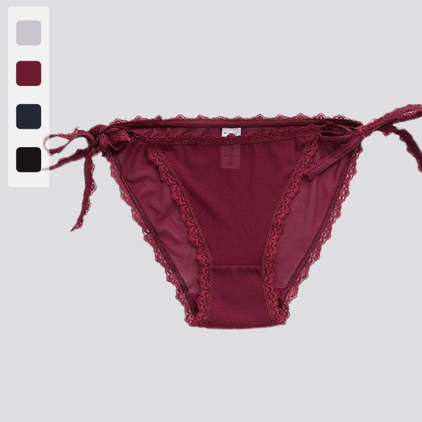

norns lace underwear female cutout lace ultra-thin transparent low waist briefs, Black;pink