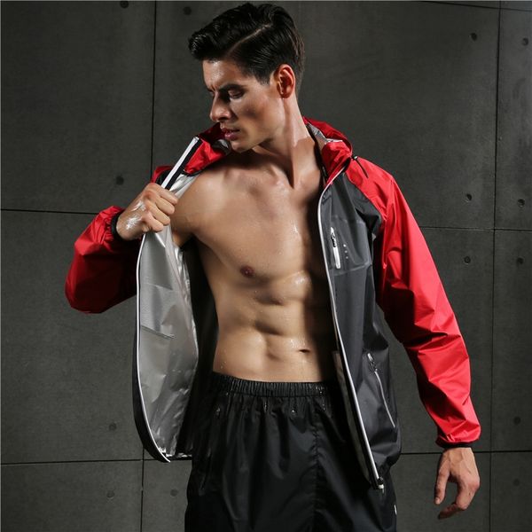 

vwnio sweat sportswear jacket sportswear clothes men's fitness exercise suit sweatingsweating health running training sweat clothes, Black