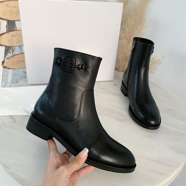 

fashion women ankle boots autumn winter shoes genuine leather platform r martin boots short boots size 35-41with box, Black