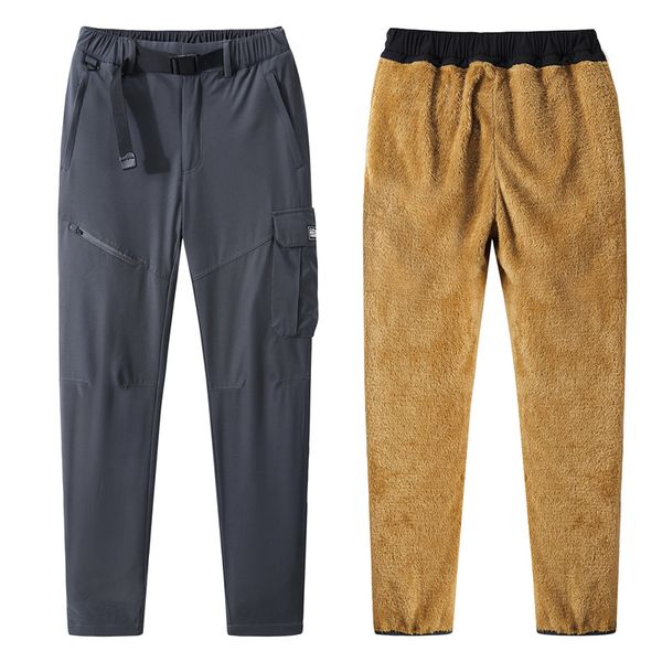 

2 в 1 зимний походные брюки мужчины 7xl 8xl флис подогреть на открытом воздухе брюки большого размера сыпучие sweatpants мужской trekking ке, Black;green