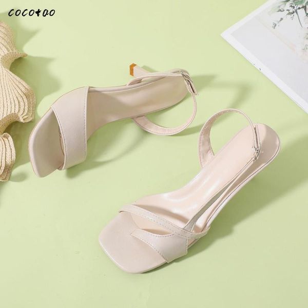 

sandals women 2020 summer new european and american square head fashion wild high-heeled toe fashion women's shoes, Black