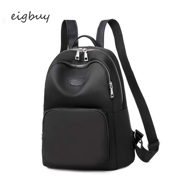 

women student backpack luxury college solid zipper nylon black retro school bags for teenagers mochila feminina rucksack
