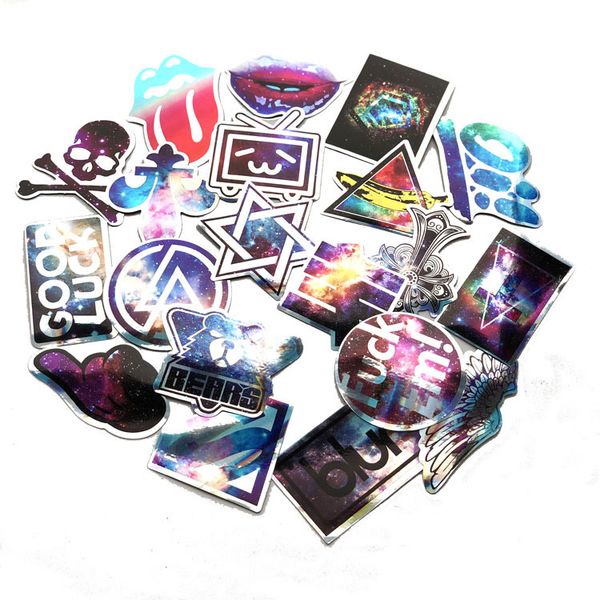 

10 sets=200pcs laser personality waterproof stickers notebook trolley case skateboard guitar stickers