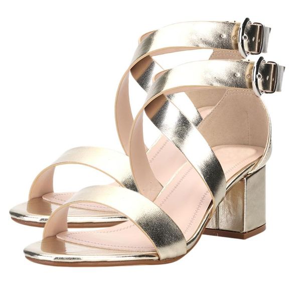 

womens silver sandals buckle cross belt open toe casual luxury shoes women square root low-heeled woman plus size roman sandals c15, Black