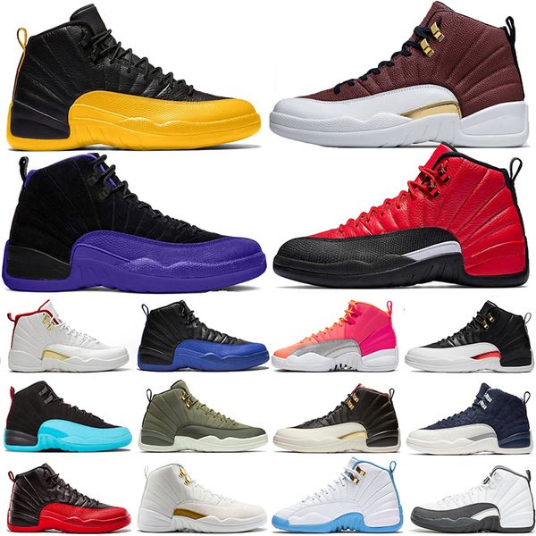 

hotsale 12 камень синий университет золотой reverse flu game dark concord ovo белый мужчины баскетбол обувь 12s плей французский синий спорт, White;red