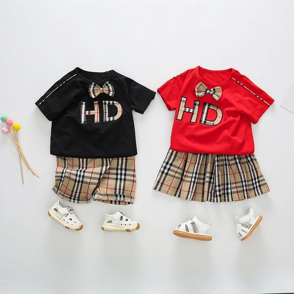 

mfjlr 2020 new clothing short sleeve t-shirt children's butterfly children's clothing letter bow tie men's and women's d, Blue