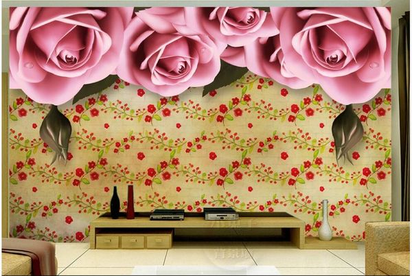 

3d p wallpaper custom any size mural on the wall pink flower leaf brick wall background home decor living room wallpaper for walls 3 d