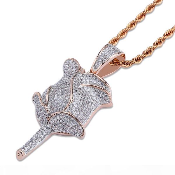 

topgrillz золотой розы лепестки ожерелье с 4мм теннис цепи iced out кубический циркон bling мужчины хип-хоп ювелирные подарки, Silver