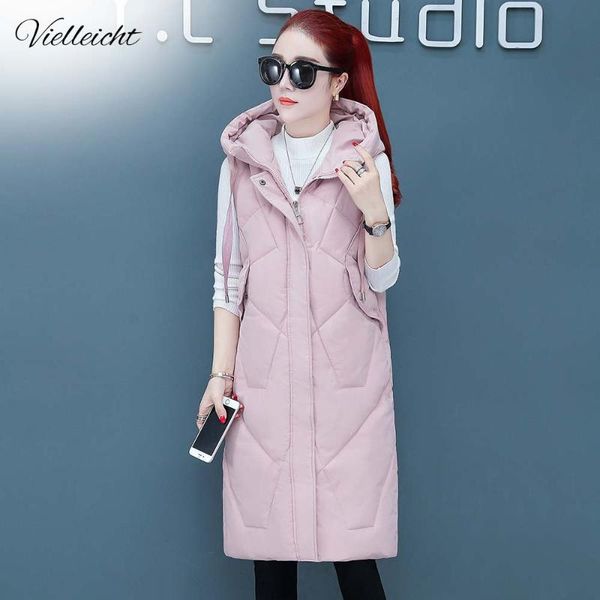 

vielleicht 2020 autumn winter cotton vest women ladies casual waistcoat female sleeveless long vest jacket slim fit warm coat, Black;white