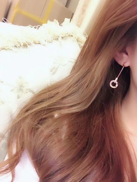 

designer earrings 925 sterling silver big double ring tassel earrings show women's unique charm exquisite gift for women, Golden