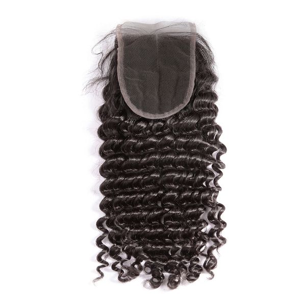

onecut hair deep wave 4x4 p brazilian remy hair natural color 4x4 deep wave lace closure 100% human hair, Black;brown