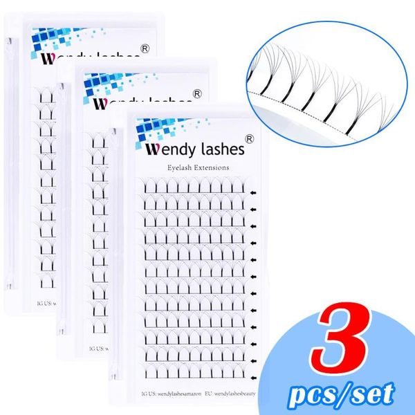 

false eyelashes 3pcs 12 lines premade fans 3d/5d/6d/10d russian volume extension 0.05/0.07/0.10 faux mink eyelash