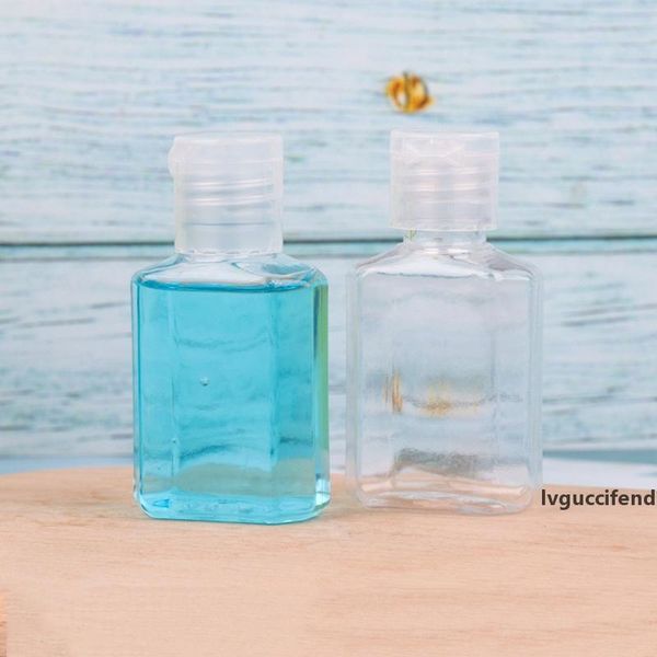 

30ml hand sanitizer pet plastic bottle with flip cap clear square shape bottle for cosmetics disposable hand sanitizer