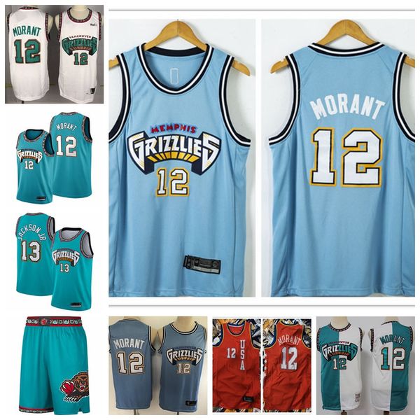 

ja morant jaren jackson jr. memphis grizzlies men 2019/20 mem edition swingman jersey white basketball jerseys, Black;red