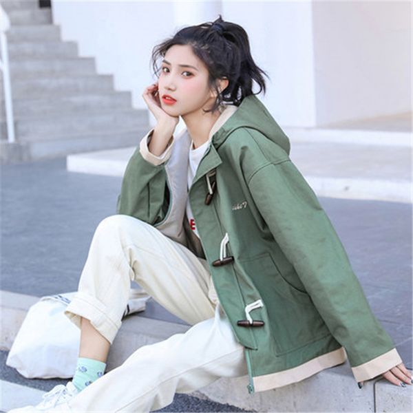 

harajuku thin coat female tooling spring autumn coats women 2020 new street korean loose bf retro windbreaker outerwear m557, Black;brown