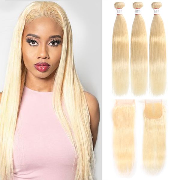 

brazilian virgin hair straight 1/3/4 bundle deals 100% human hair weaving honey blonde hair, Black