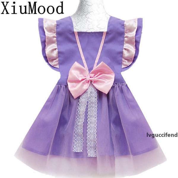 

xiumood fashion cute children princess dress waterproof diy eat painting bibs sleeveless polyester coon kids apron