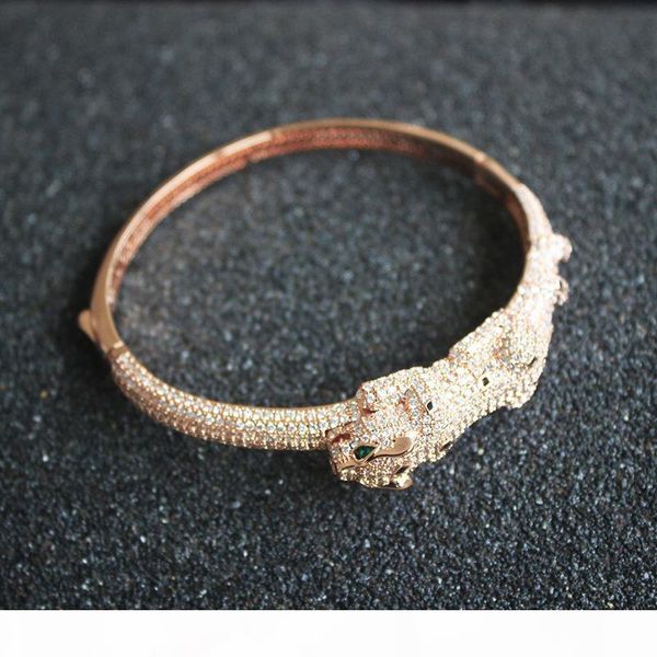 

leopard head bracelet women animal diamond bangles charms party fine jewelry, Black