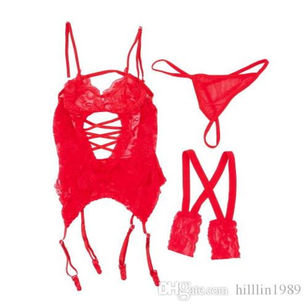 

women underwear halter sheer valentine day sleepwear midnight av costume female red lace bustier lingerie
