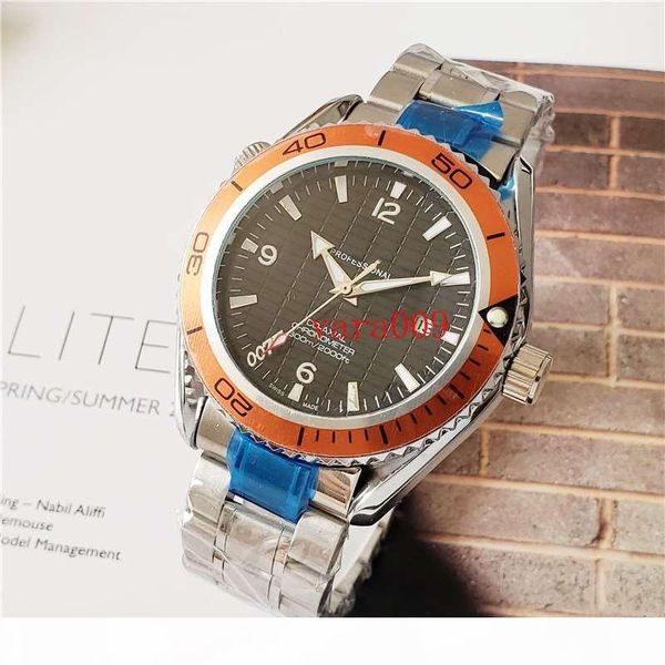 

new sports james bond 007 mens designer watches automatic movement chronograph montre de luxe all work skyfall male wristwatch 43mm, Slivery;brown