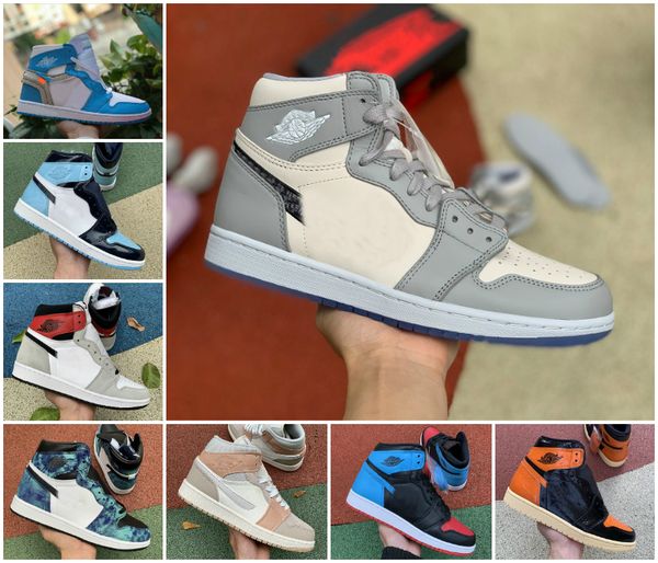 

jumpman 1 1s high og travis scotts game royal unc white basketball shoes mens shattered backboard 3.0 designer sports sneakers size 7-13, Black