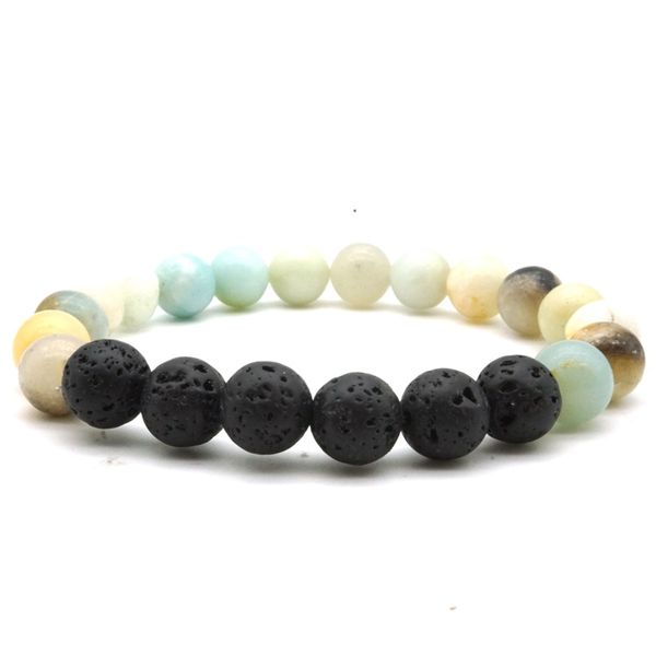 

fashion 8mm amazonite stone black volcanic lava stone beads essential oil diffuser bracelets men women jewelry