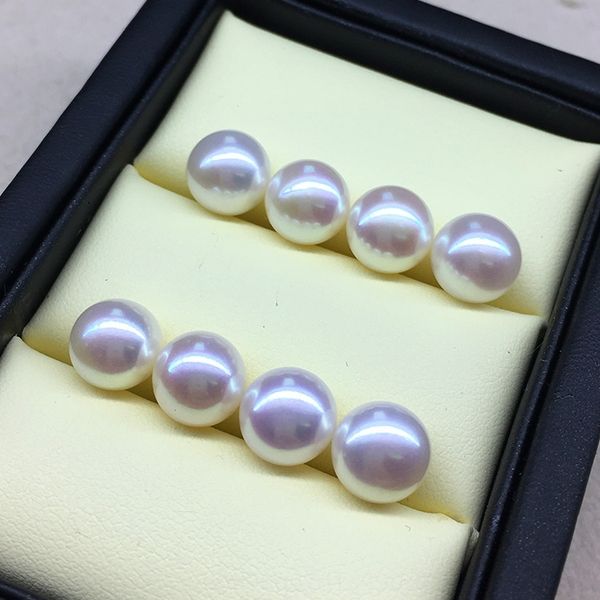 

diy loose particle white transparent powder strong light steamed bun round natural color half hole diy pearl pearl pearl, Silver
