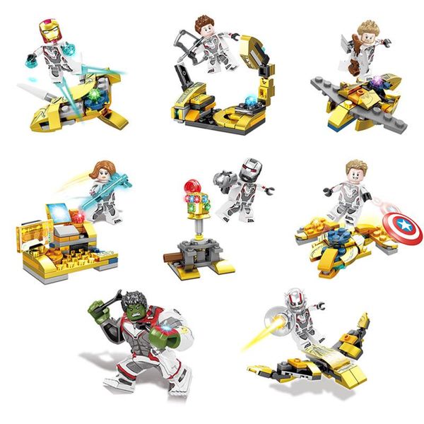 

8 in 1 infinity gauntlet avengers toy super hero iron man hawkeye thor war machine captain america mini action figure building blocks