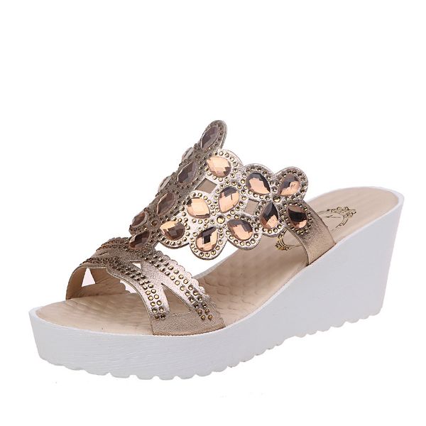 

large size women shoes 2020 summer new explosion models wedge rhinestones 34-44 sandals sandals high heels women cs10, Black