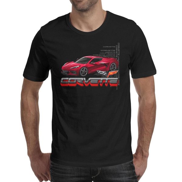 

fashion mens corvette c8 black round neck t shirt printing crazy shirts american flag distressed for sale stingray convertible flash, White;black