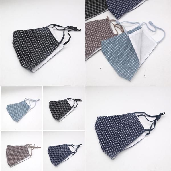 

portable riding mouth mask covers grid print earloop design anti spittle splashing dust face masks windbreak respirator mascherine 2 2sh cym