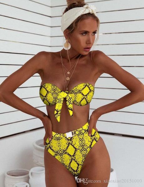 

2020 women's print bikini padded high cut bikini set two piece swimsuit female swimwear 972, White;black