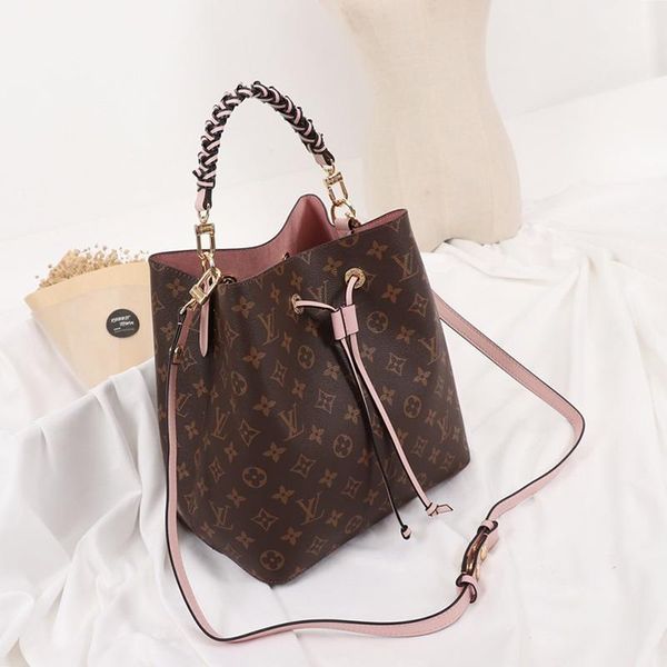 

women bucket bag fashion classic handbag drawstring shoulder bag ladies messenger crossbody bags handle tote leather bag